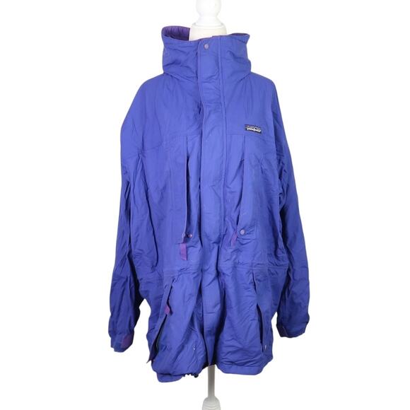 Vintage 90s Patagonia royal purple nylon zip front windbreaker jacket L - Picture 1 of 9